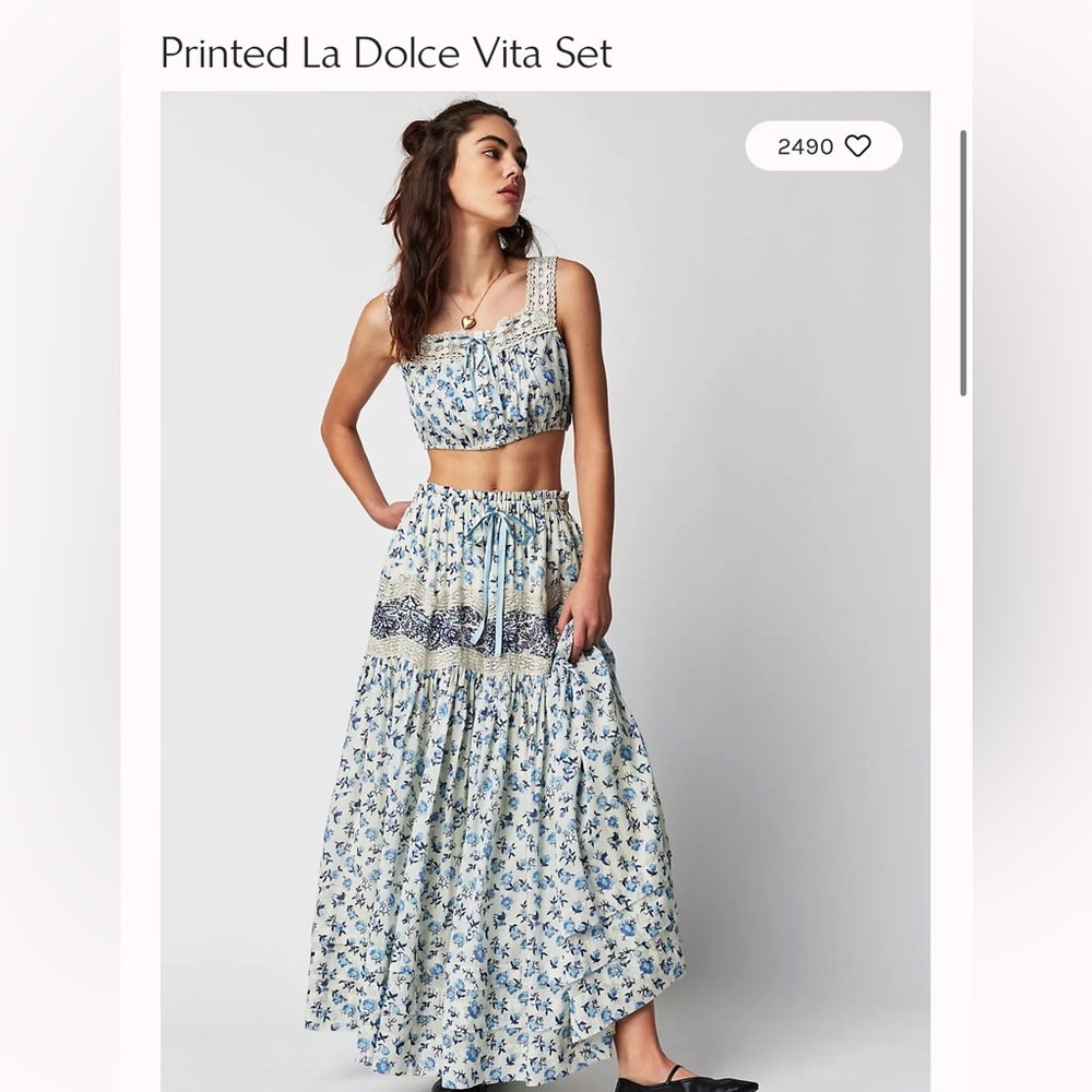 Free people printed La Dolce Vita Set blue floral